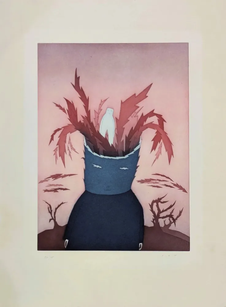 Água-Forte E Água-Tinta Folon - Les Ruines circulaires VII 