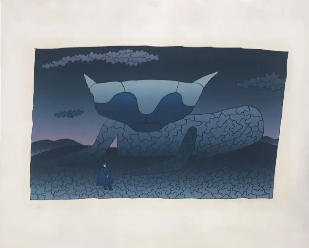 Serigrafia Folon - Souvenir d'Alice 