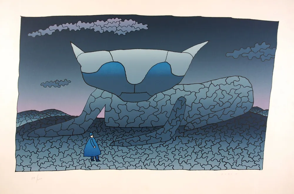 Serigrafia Folon - Souvenir d'Alice