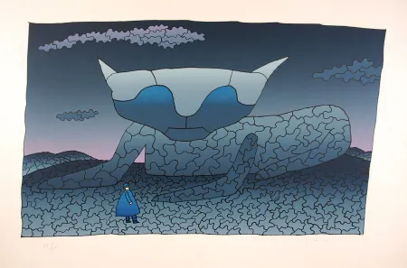 Serigrafia Folon - Souvenir d'Alice