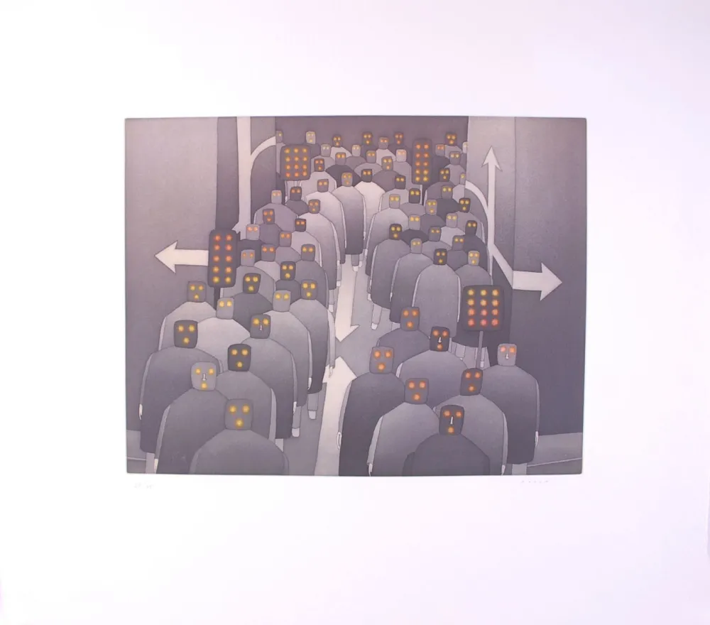 Água-Forte E Água-Tinta Folon - The Crowd II - La Foule II