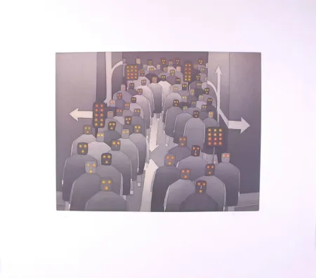 Água-Forte E Água-Tinta Folon - The Crowd II - La Foule II