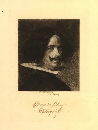 Gravura Fortuny I Marsal - Retrato de Velázquez