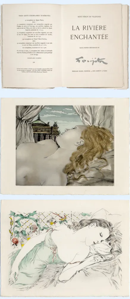 Livro Ilustrado Foujita - H. de Villefosse. LA RIVIÈRE ENCHANTÉE. 27 eaux-fortes originales (1951)