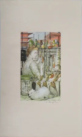 Gravura Foujita - La laborantine