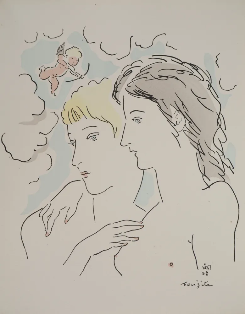 Gravura Foujita - Les amantes