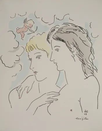Gravura Foujita - Les amantes