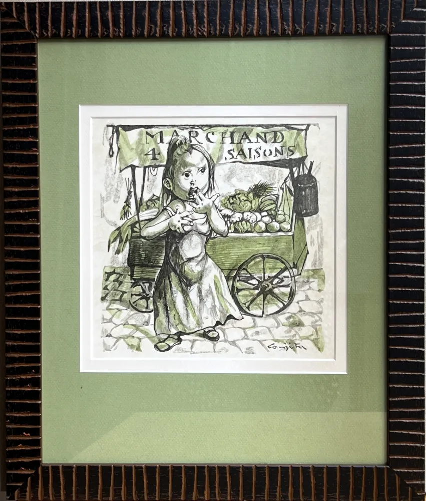 Xilogravura Foujita - MARCHAND DES 4 SAISONS. Bois en couleurs pour 