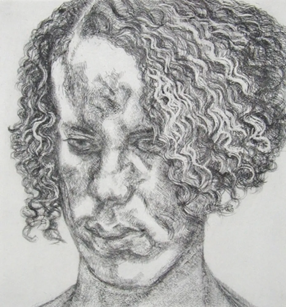 Água-Forte Freud - Girl with fuzzy hair  