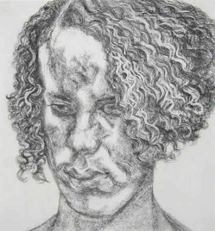 Água-Forte Freud - Girl with fuzzy hair  