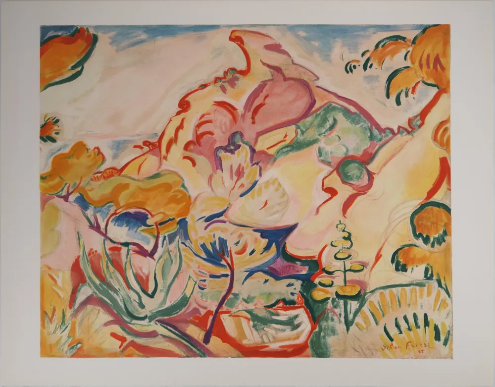 Litografia Friesz - Paysage à la Ciotat (le Bec de l'Aigle)