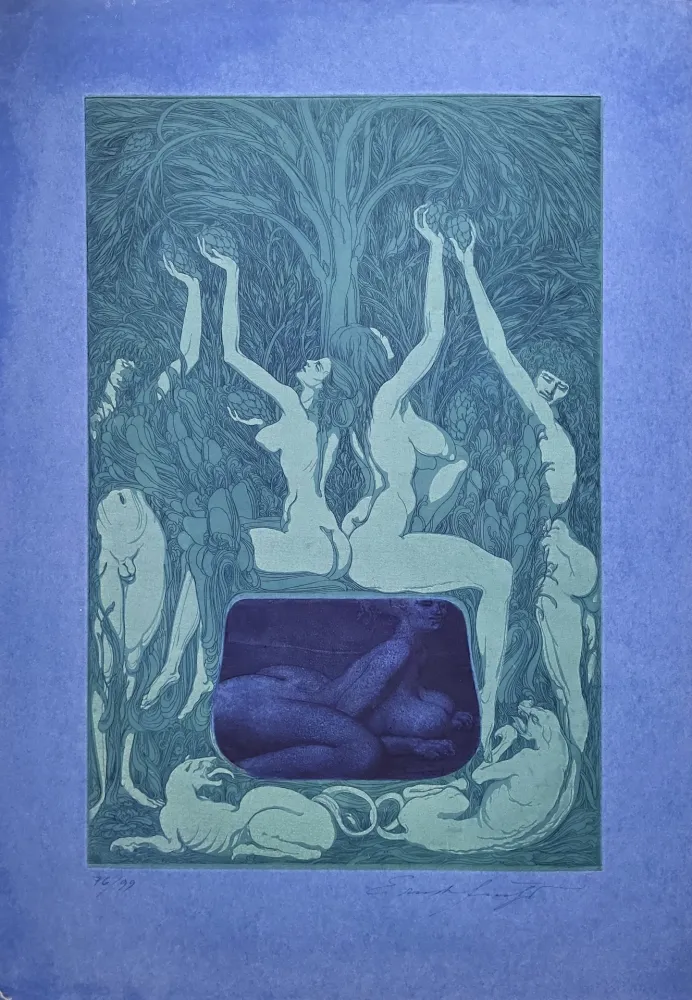 Água-Tinta Fuchs - Nacht Unterschlupf im Laub