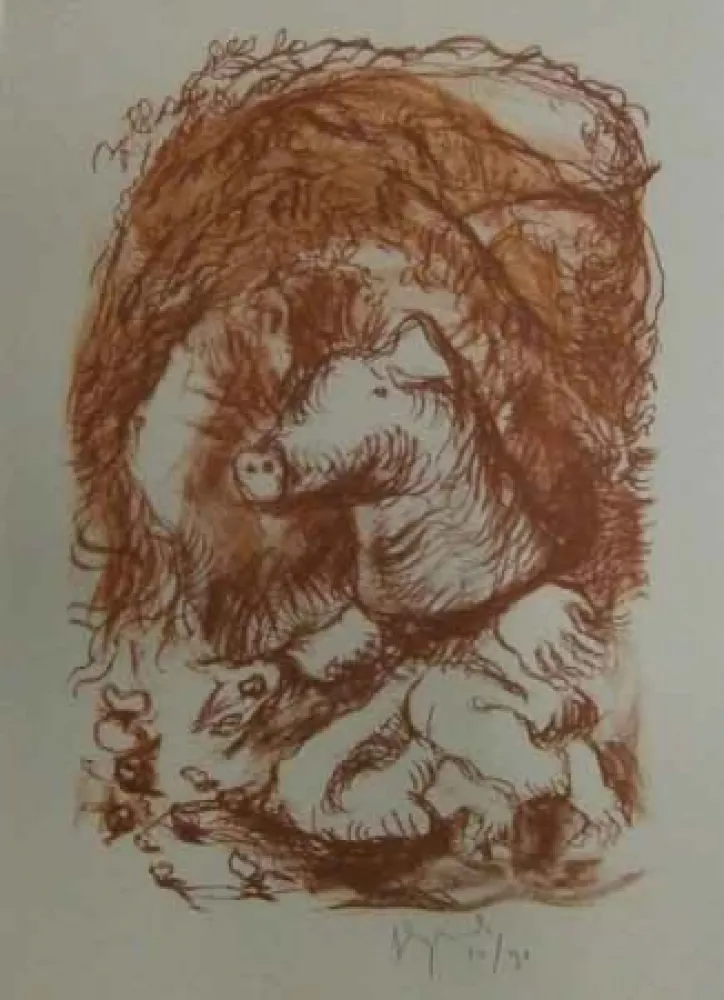 Litografia Garouste - Marché de la truffe