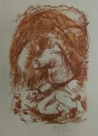 Litografia Garouste - Marché de la truffe