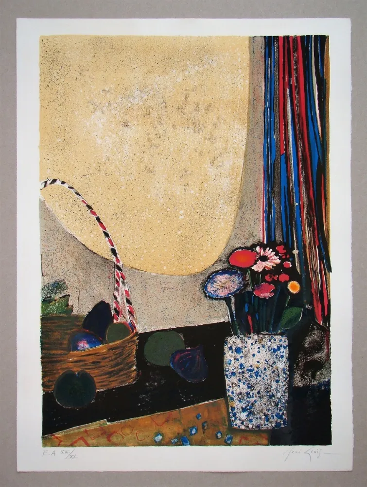Litografia Genis - Nature morte au bouquet