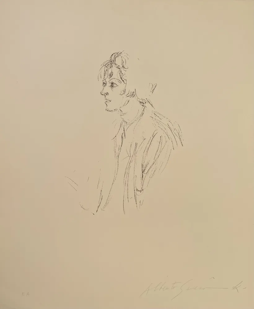 Litografia Giacometti - Buste d'une femme regardant a gauche - signed