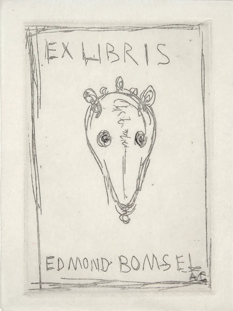 Ponta-Seca Giacometti - EX-LIBRIS EDMOND BOMSEL. Pointe-sèche originale monogrammée (1961)