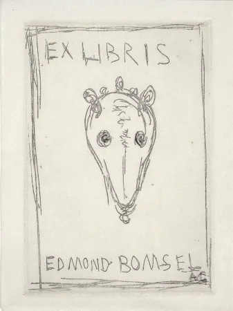 Ponta-Seca Giacometti - EX-LIBRIS EDMOND BOMSEL. Pointe-sèche originale monogrammée (1961)