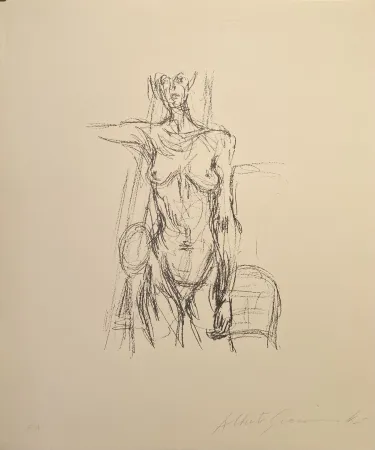 Litografia Giacometti - Femme Nue Debout avec le bras drout levé - signed