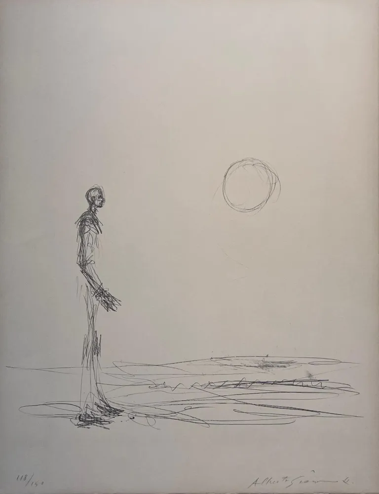Litografia Giacometti - Homme debout et Soleil 