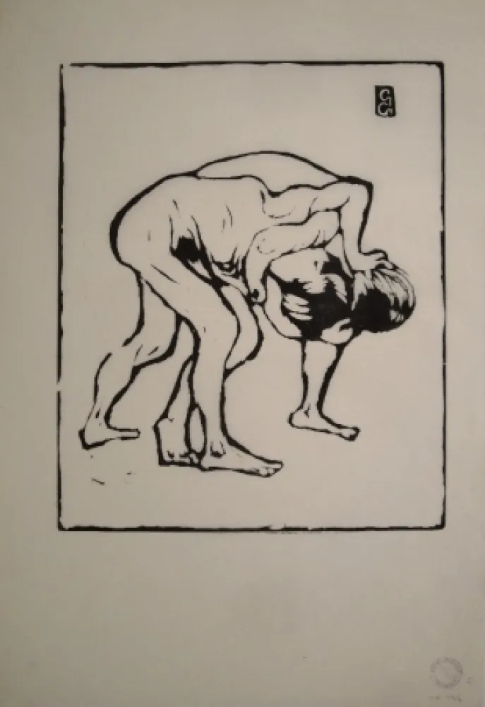 Xilogravura Giacometti - La Lotta I. – Ringende Knaben. – Diego und Alberto