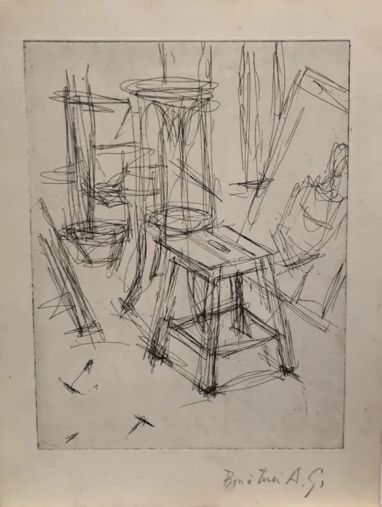 Água-Forte Giacometti - Le Tabouret dans l'atelier