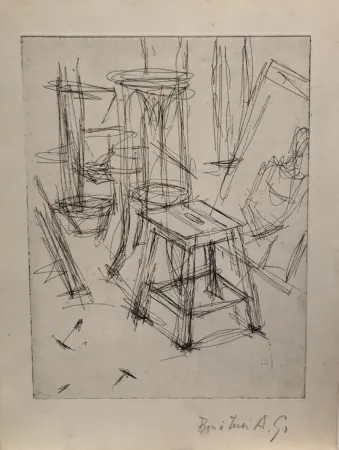 Água-Forte Giacometti - Le Tabouret dans l'atelier