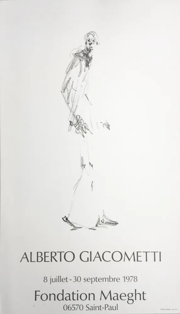 Cartaz Giacometti - L'HOMME QUI MARCHE. Fondation Maeght du 8 juillet au 30 septembre 1978.