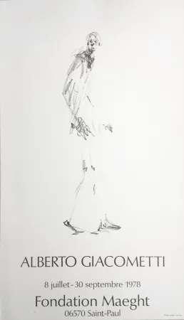 Cartaz Giacometti - L'HOMME QUI MARCHE. Fondation Maeght du 8 juillet au 30 septembre 1978.