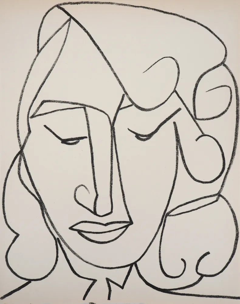 Litografia Gilot - Portrait de femme timid