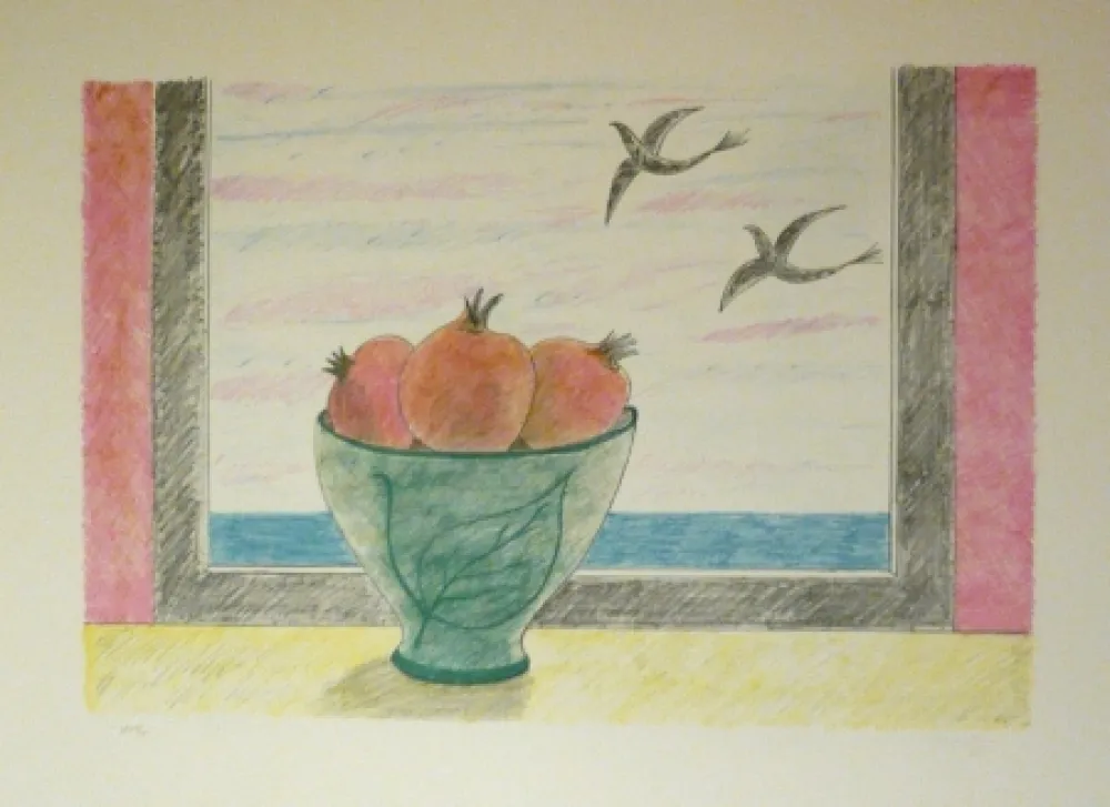 Litografia Girona - Magranes i ocells