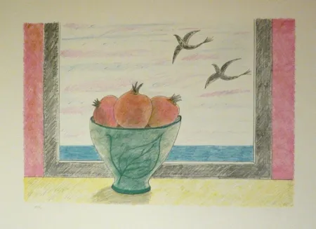 Litografia Girona - Magranes i ocells