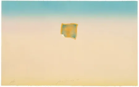 Litografia Goode - Untitled (small orange photo on peach and blue background)