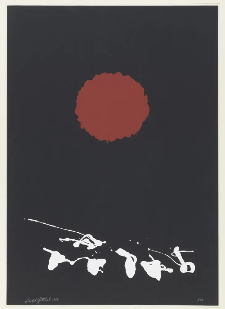 Serigrafia Gottlieb - Black Ground, Red Disc