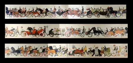 Litografia Goursat - Le Retour des courses, 1910 - scarce COMPLET set in six assembled parts