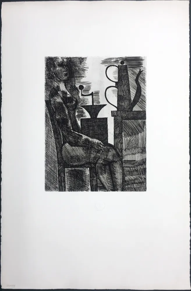 Gravura Gromaire - Femme à la cafetière (Chacographie du Louvre)