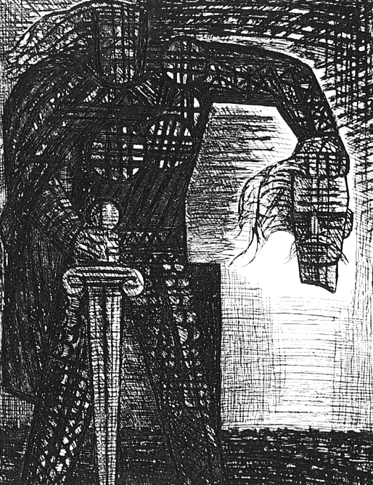 Água-Forte Gromaire - La mort de Macbeth