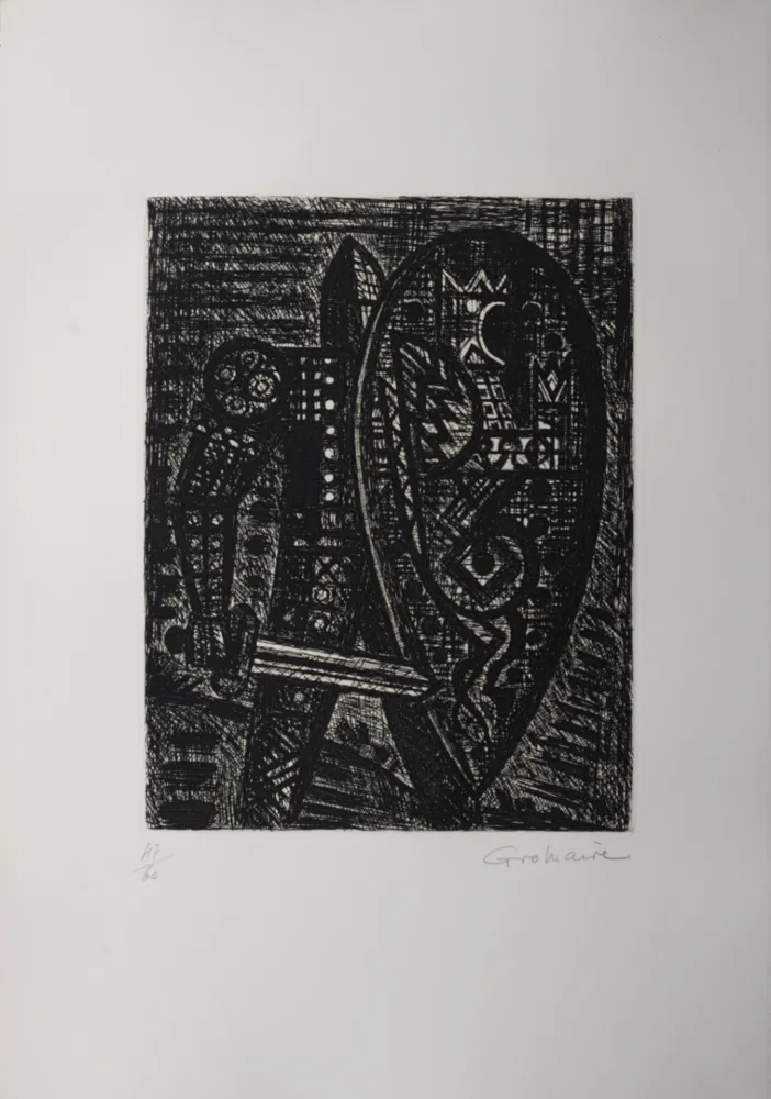 Litografia Gromaire - La révolte, 1958