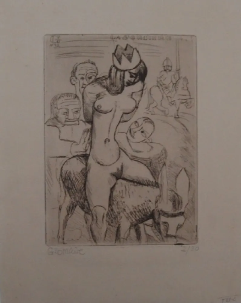 Gravura Gromaire - Sorcière sur un âne