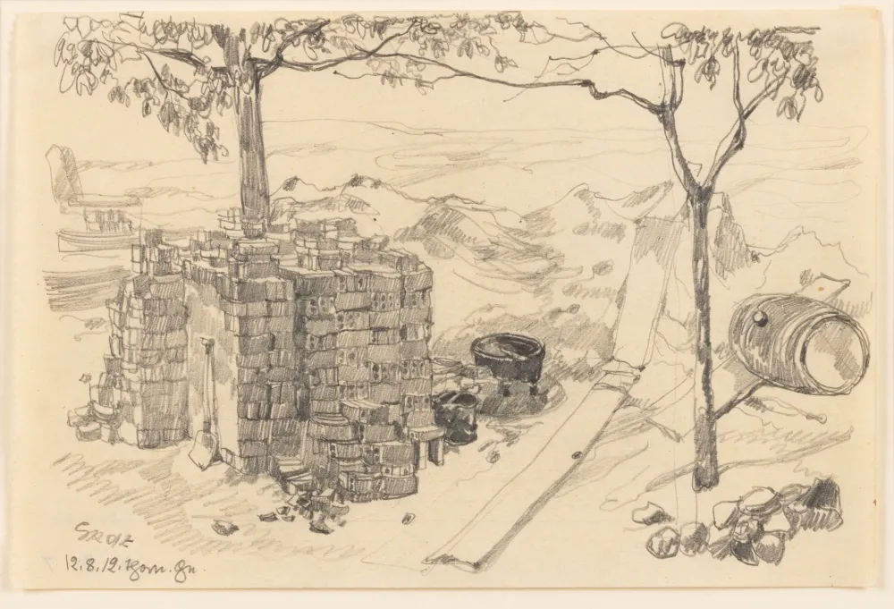 Sem Técnica Grosz - George Grosz (1893–1959) - Baustelle (Thorn) - pencil on paper - 1912