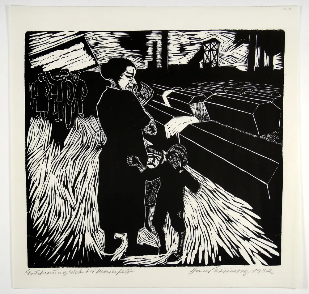 Xilogravura Grundig - Grubenunglück bei Mansfeld (Mining accident near Mansfeld)