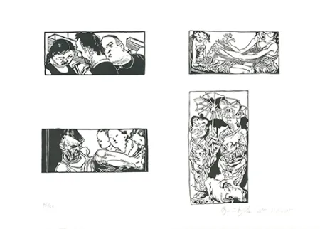 Linogravura Grützke - Bilder aus Bongs Stall