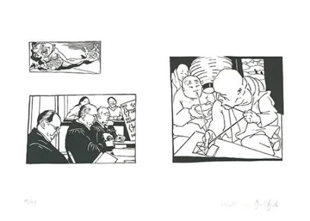 Linogravura Grützke - Bilder aus Bongs Stall