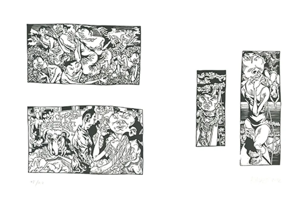 Linogravura Grützke - Bilder aus Bongs Stall