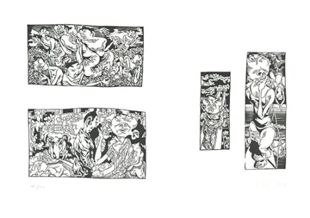 Linogravura Grützke - Bilder aus Bongs Stall