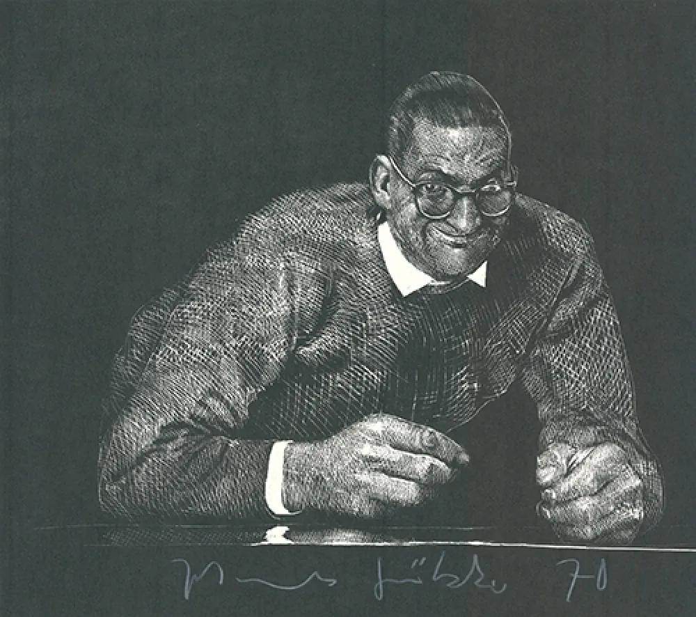 Linogravura Grützke - Selbstportrait II