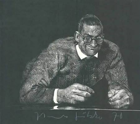Linogravura Grützke - Selbstportrait II