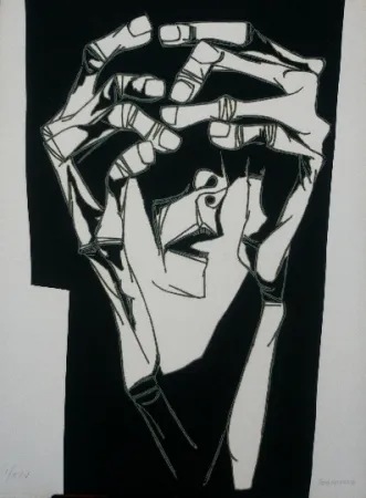 Gravura Guayasamin - Las manos del terror variante