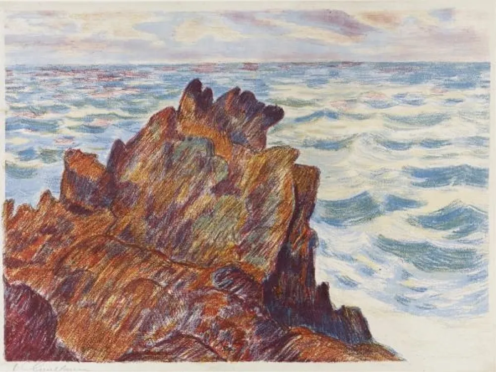 Litografia Guillaumin - Armand Guillaumin (1841-1927). Les Rochers rouges. 1896. Lithographie signée.