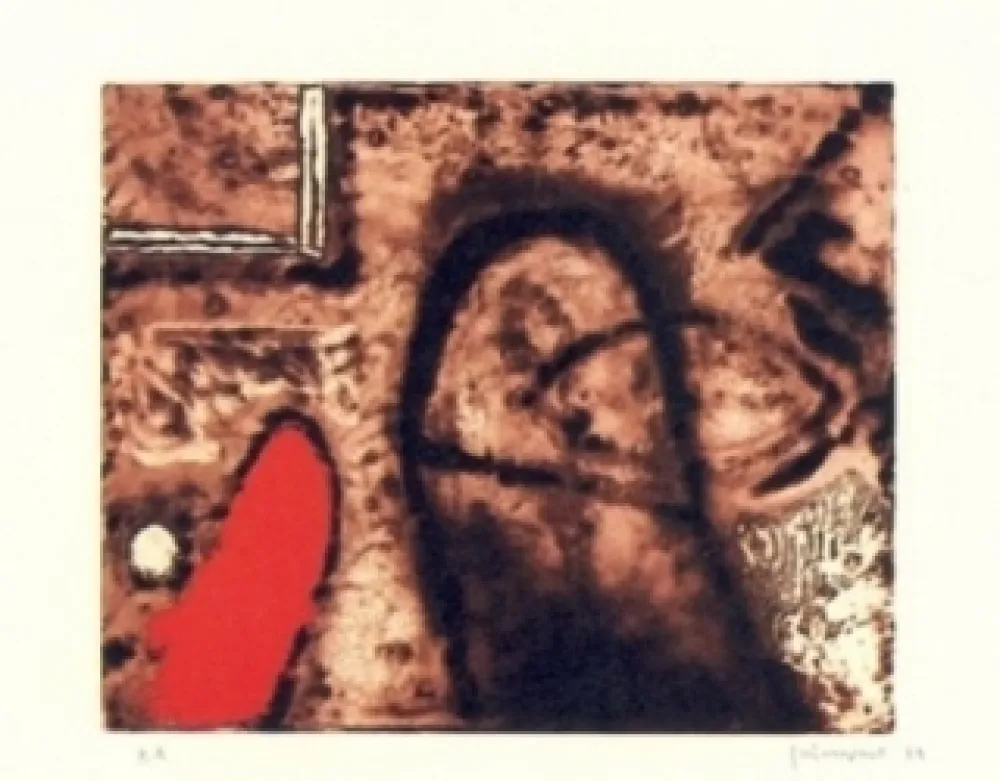 Gravura Guinovart - Figura i vermell 